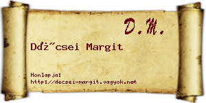 Décsei Margit névjegykártya